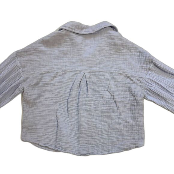 Sanctuary Light Blue Gauze‎ Cropped Button Front Shirt XS - Picture 3 of 5